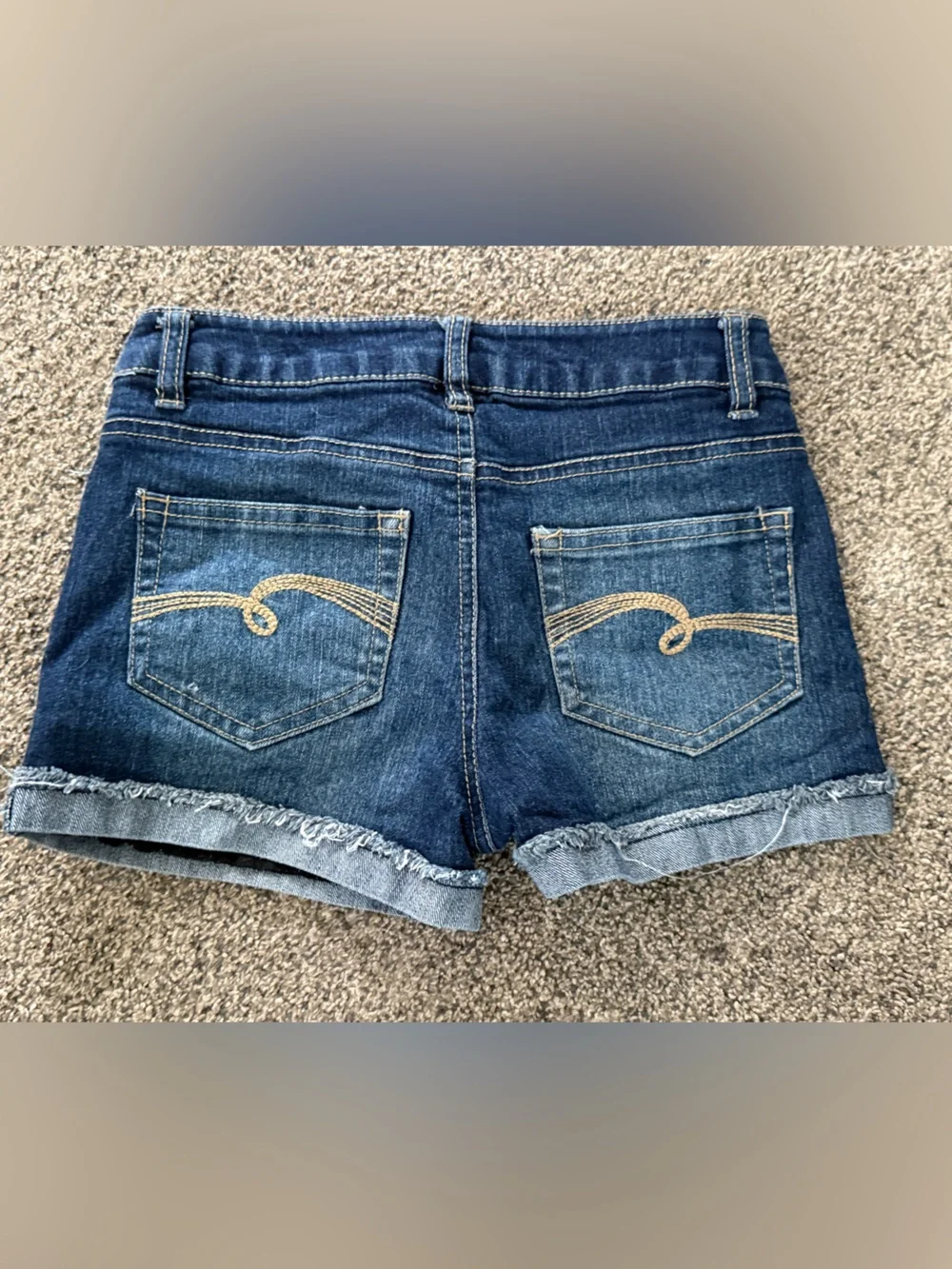 Girls sequin American flag Justice denim shorts dark denim size 10